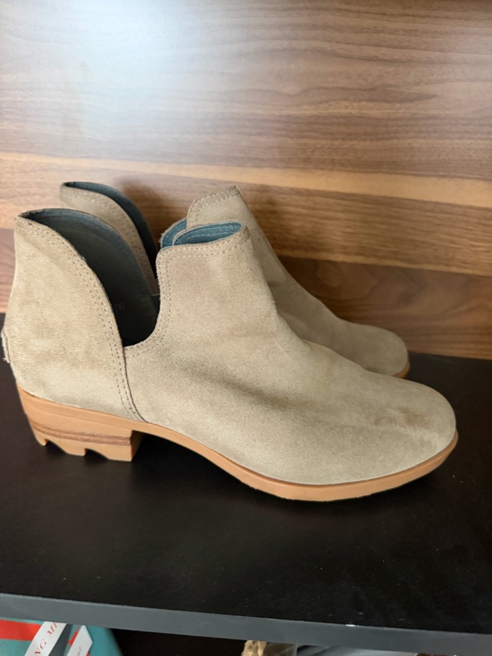 Sorel Taupe Suede Cutout Ankle Boots - Women's
